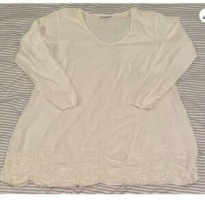 Homefrocks Ivory Off-White 100% Linen Tunic Top Sz S Oversize Lagenlook Layering